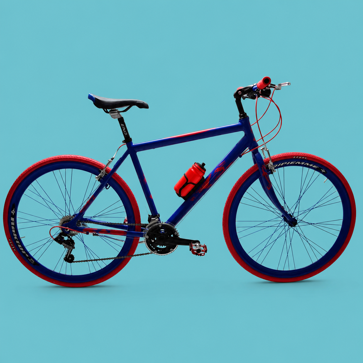 Bici ibrida 28 blu rosso personalizzabile