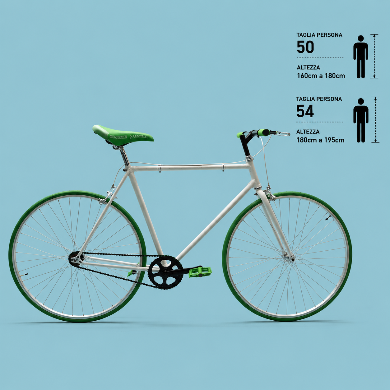 fixed bike single speed 28 bianco verde personalizzabile