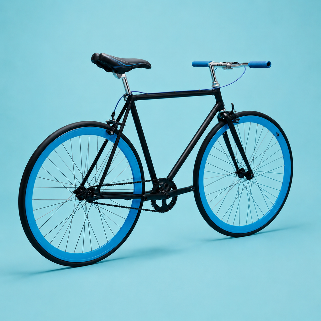 Bici fixed single speed 28 alluminio nero blu personalizzabile