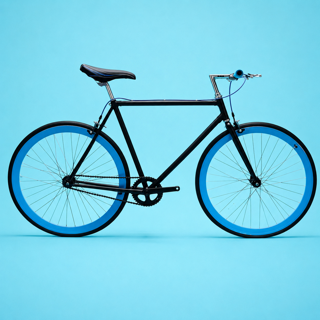 Bici fixed single speed 28 alluminio nero blu personalizzabile