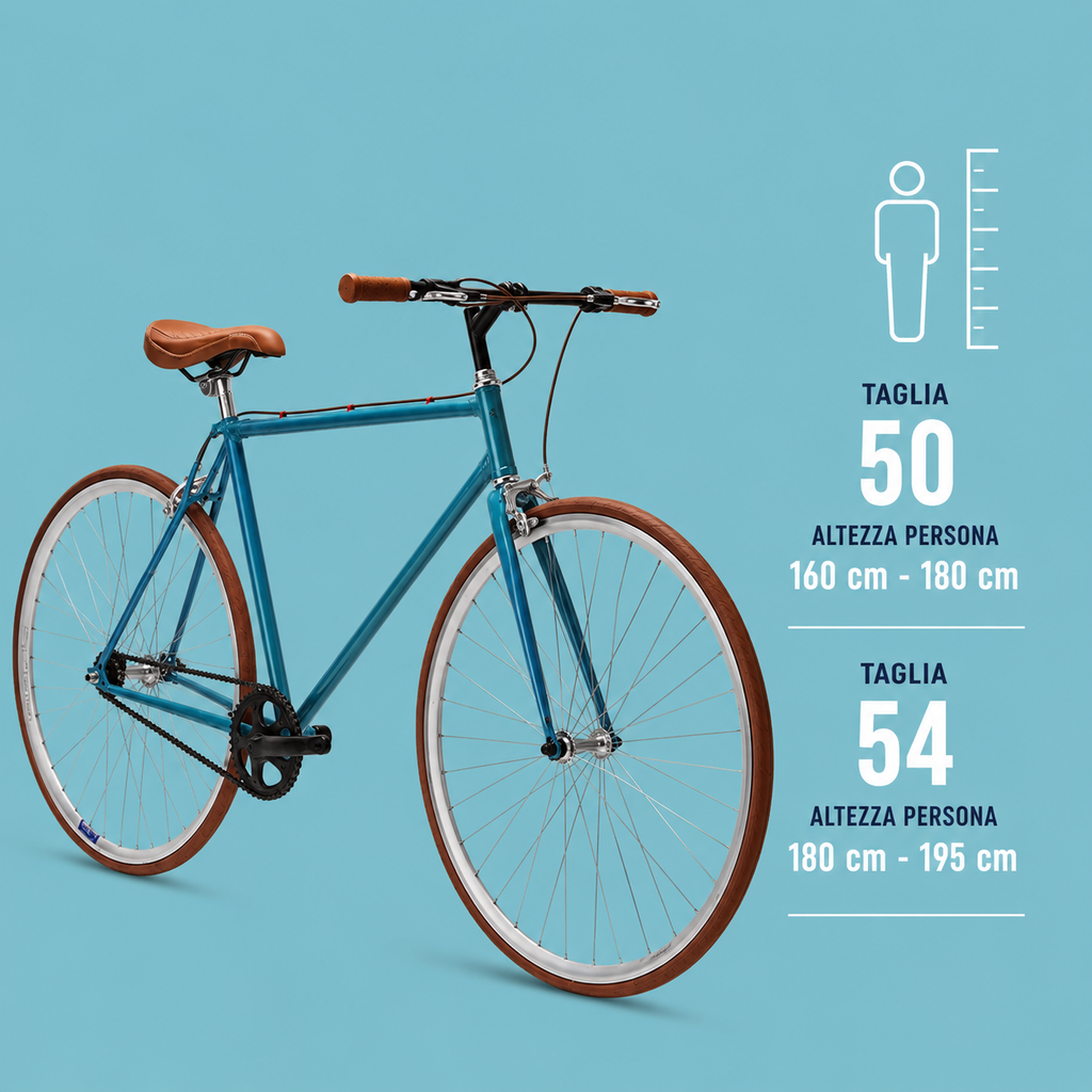 Bici fixed single speed 28 celeste acciaio personalizzabile