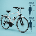 Bici 28 uomo trekking city bike alluminio shimano bianco disco ammortizzata