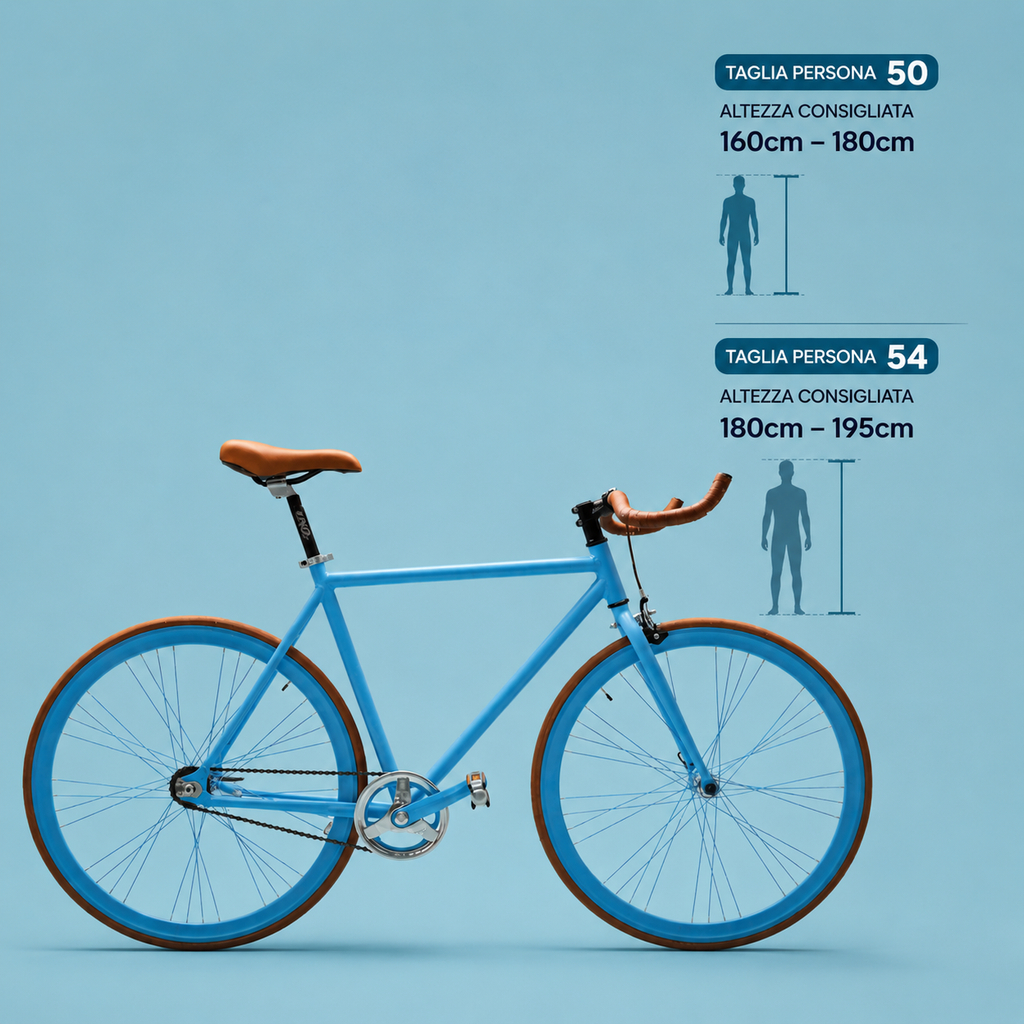 Bici fixed 28 single speed marrone celeste personalizzabile