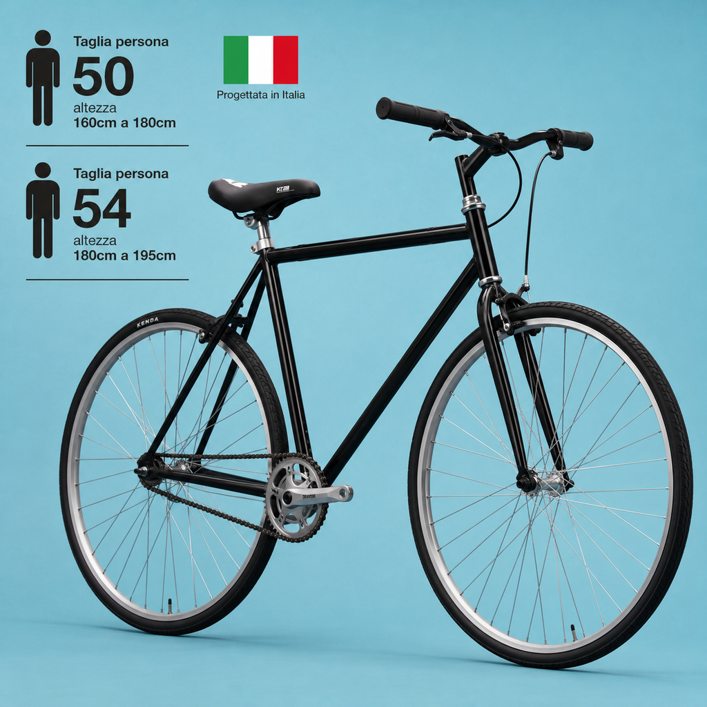 Bici fixed 28 single speed nero personalizzabile