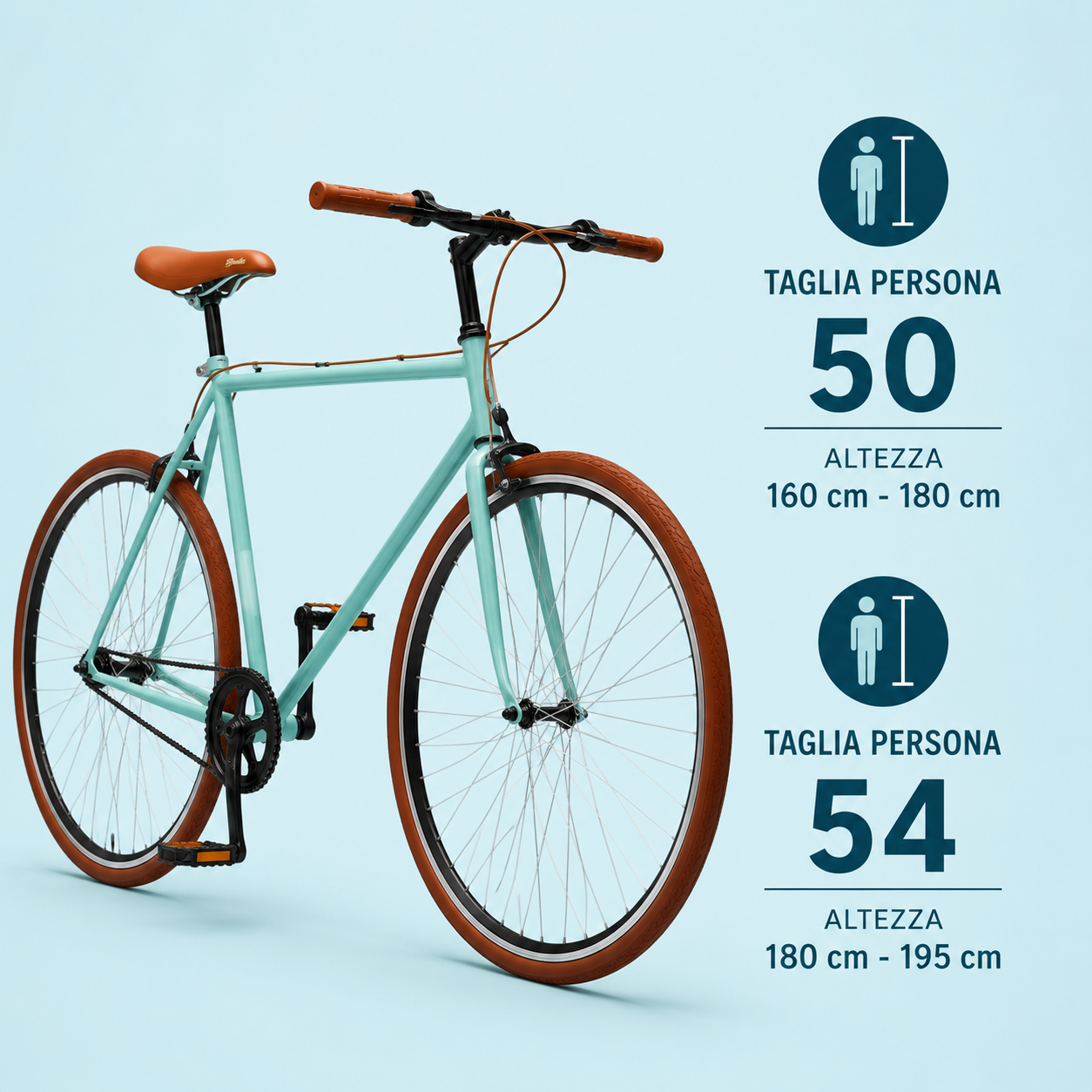 Bici fixed single speed 28 verde marrone personalizzabile