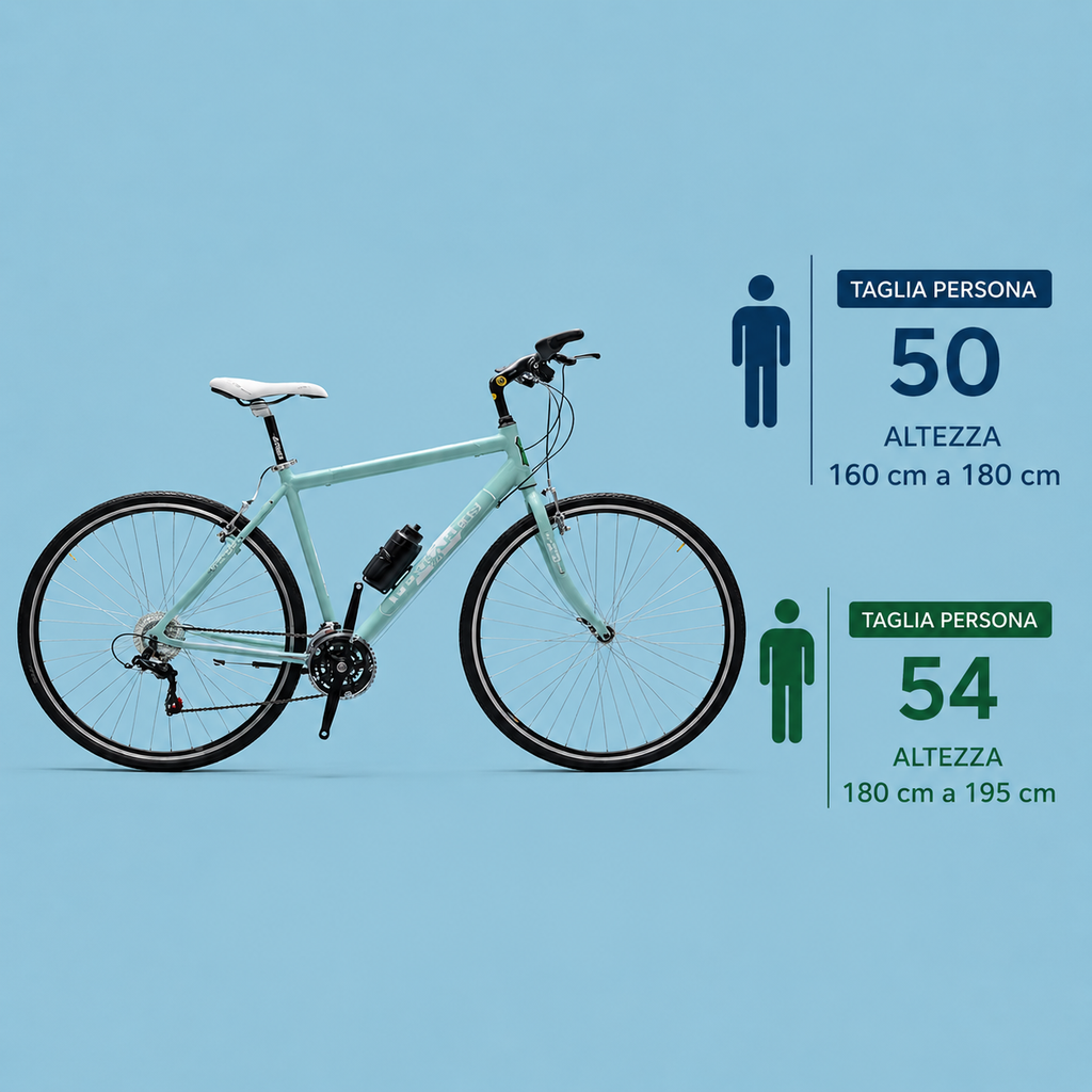 Ibrida 28 bici city bike uomo Shimano ammortizzata verde personalizzabile