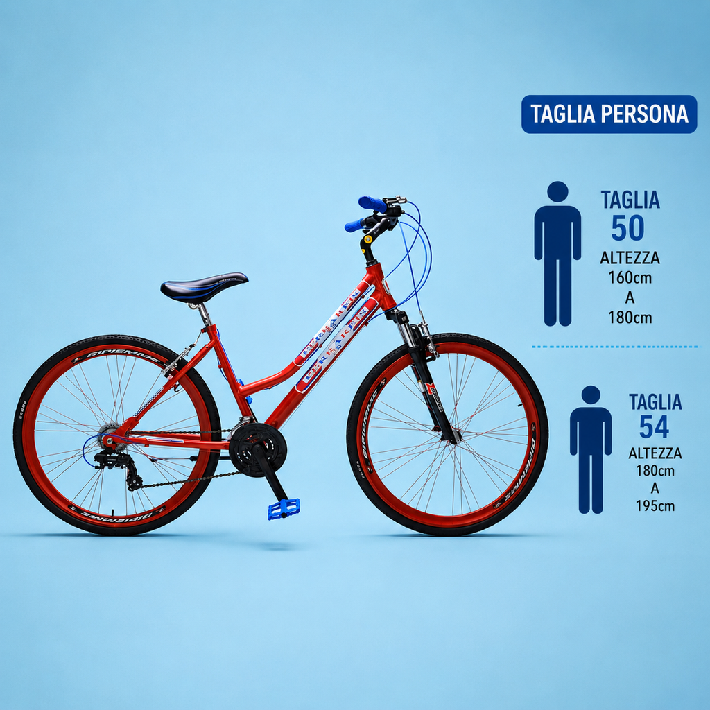Bici Ibrida 28 Donna Shimano 21 Velocità City Bike Trekking Alluminio Rosso personalizzabile