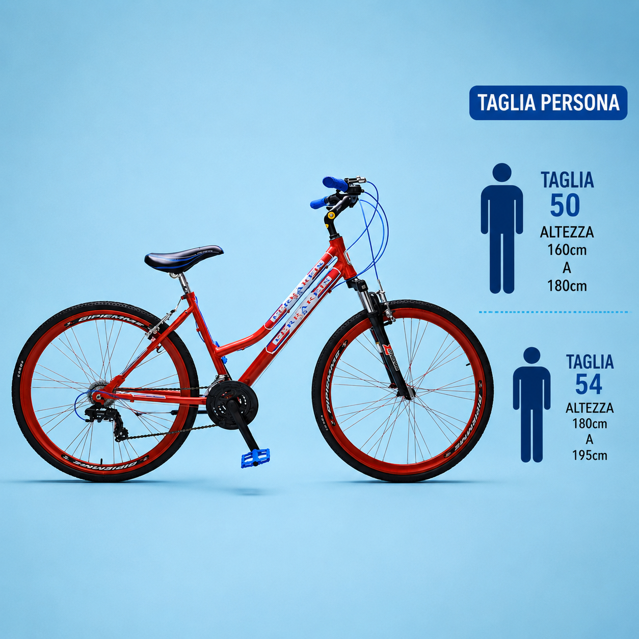 Bici Ibrida 28 Donna Shimano 21 Velocità City Bike Trekking Alluminio Rosso personalizzabile