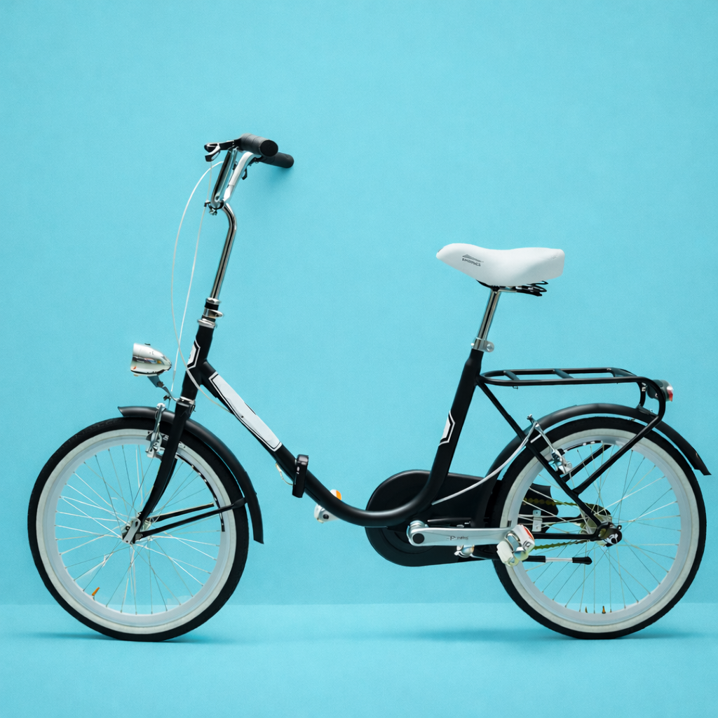 Bici Pieghevole 20" Nero, Bianco e Acciaio — Shimano Nexus, Personalizzabile