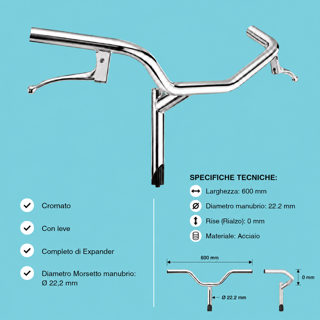 Manubrio Bici Olanda Cruiser Graziella 22,2 mm