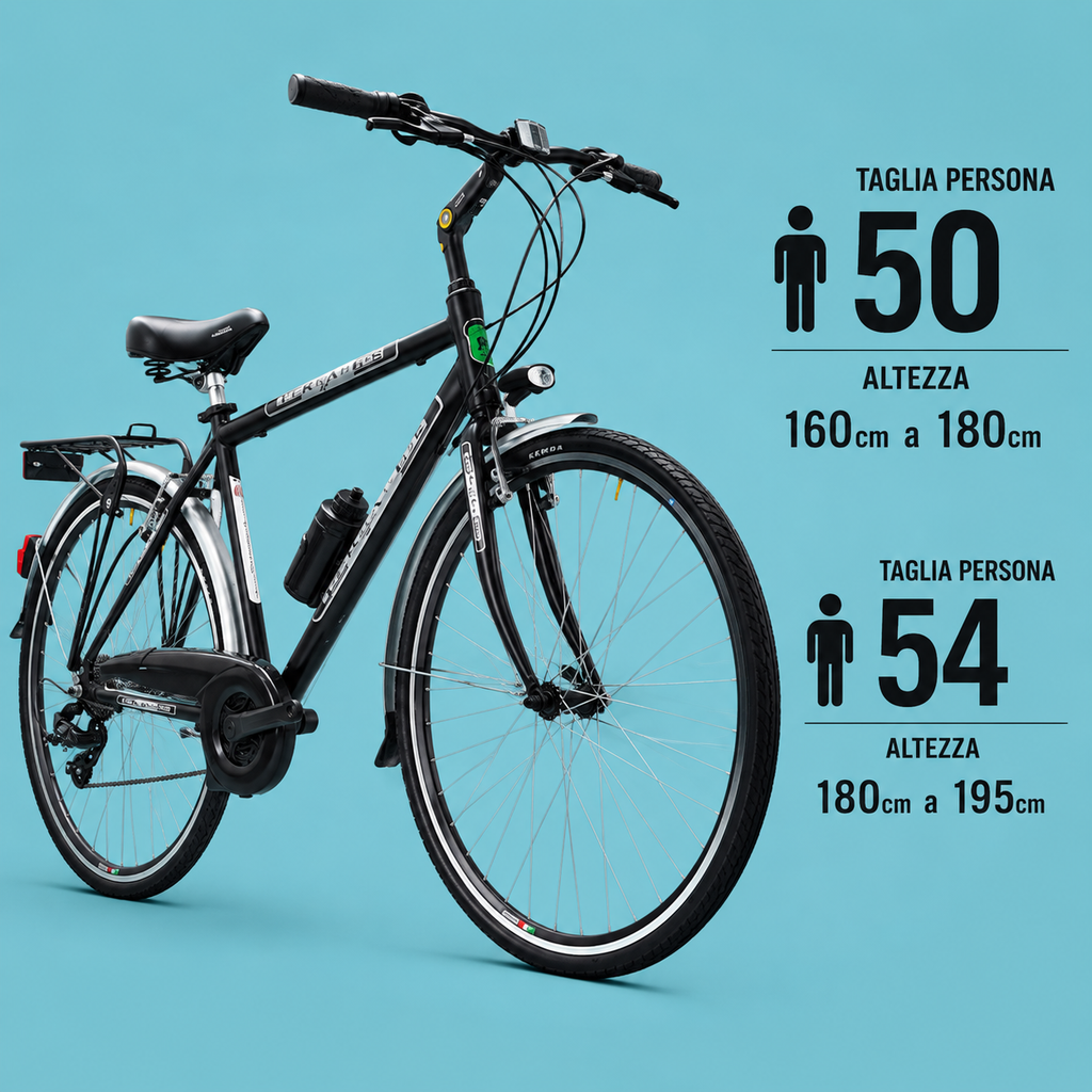 Bici trekking city bike shimano alluminio 28 nero uomo personalizzabile