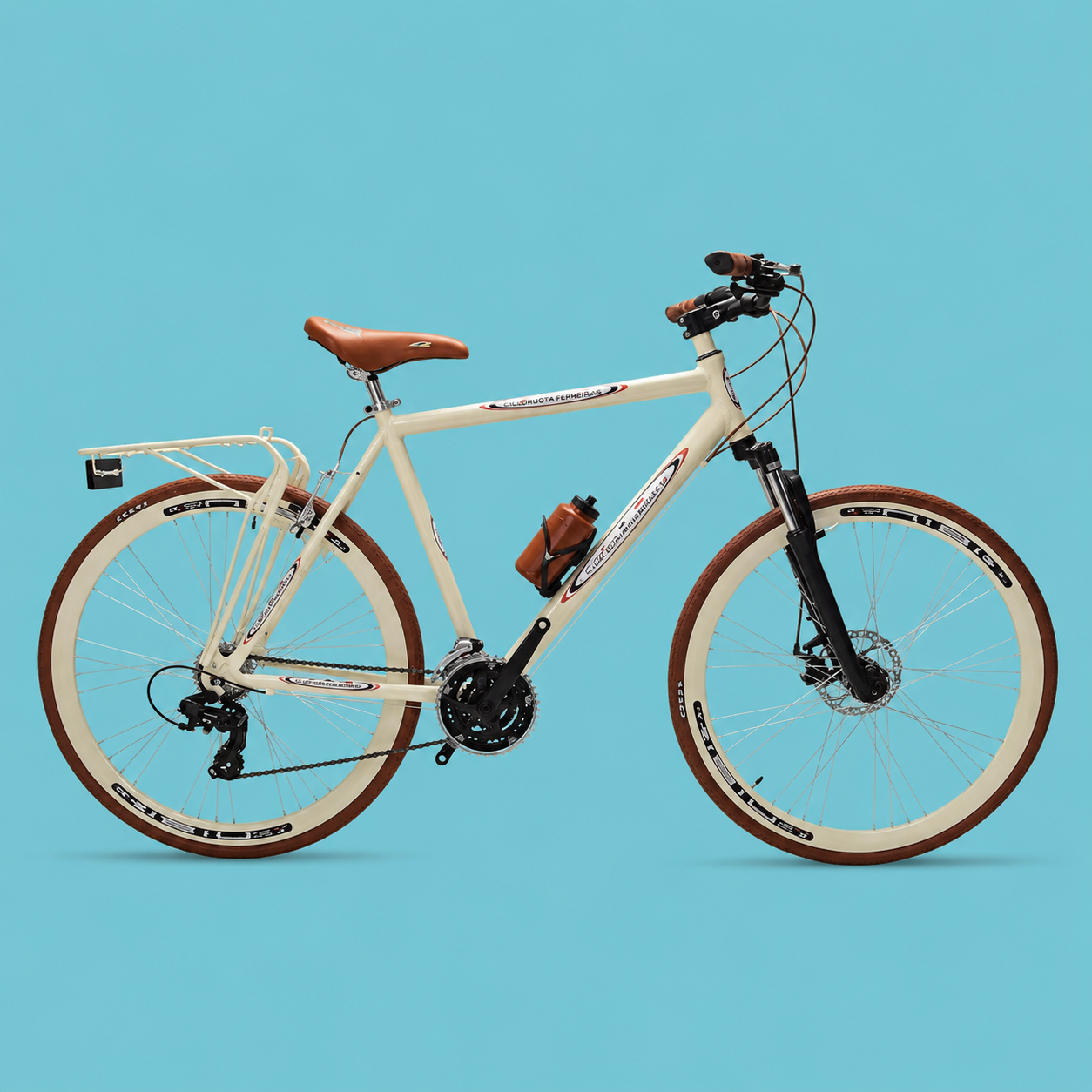 Bici Ibrida city bike 28 uomo in alluminio Shimano panna personalizzabile