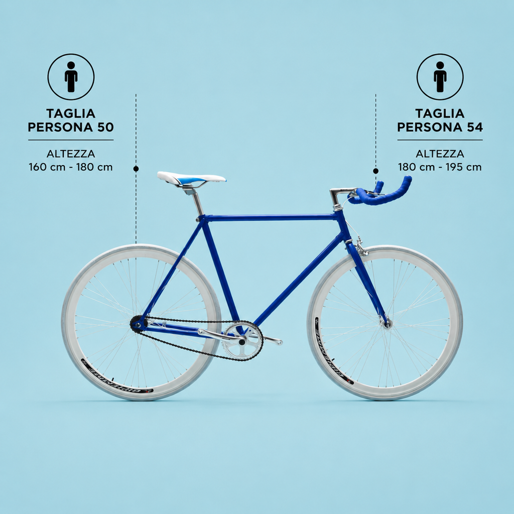 Bici fixed single speed 28 bianco blu personalizzabile