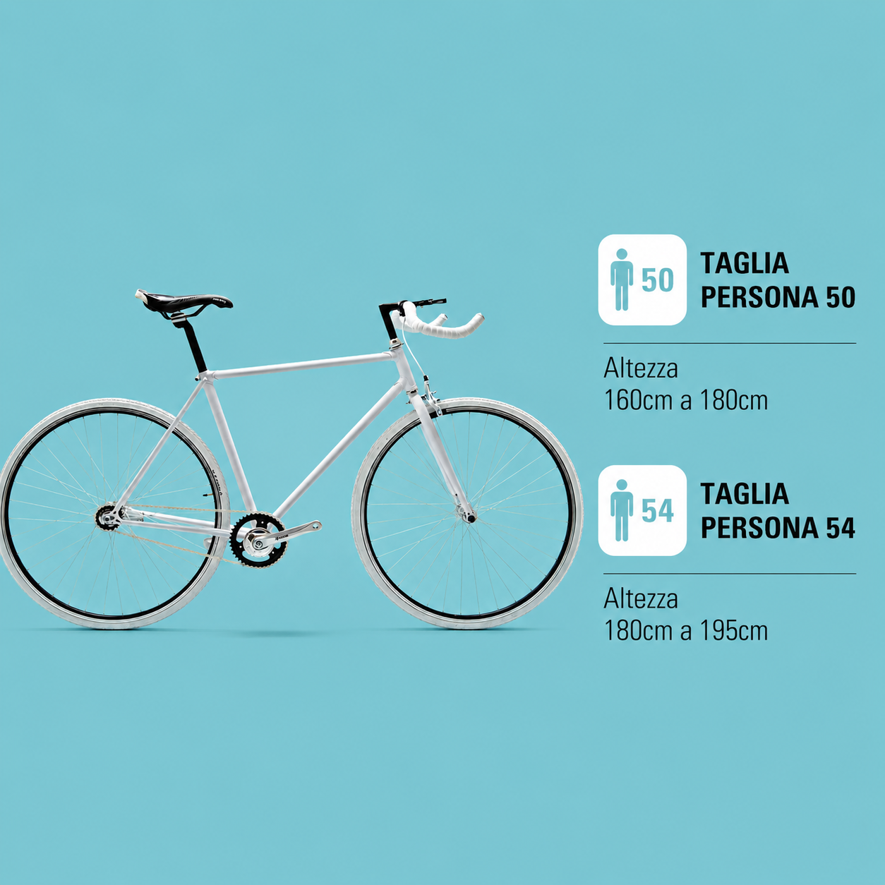 Bici fixed single speed 28 bianco personalizzabile