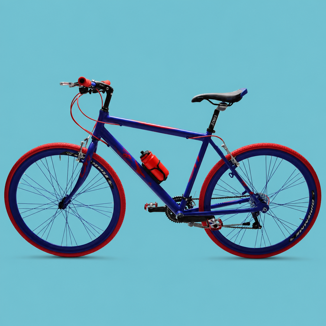 Bici ibrida 28 blu rosso personalizzabile