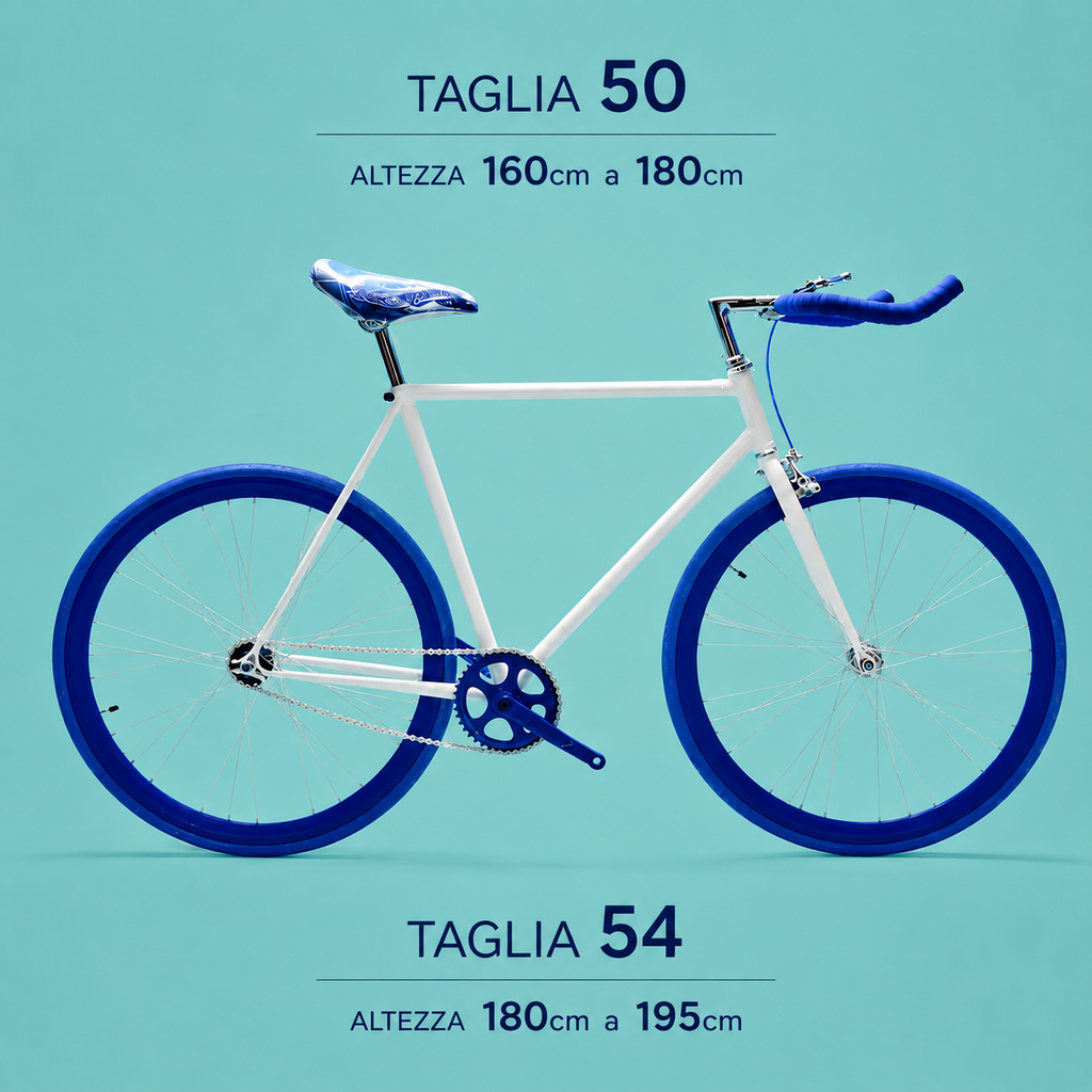 Bici fixed single speed 28 bianco blu personalizzabile