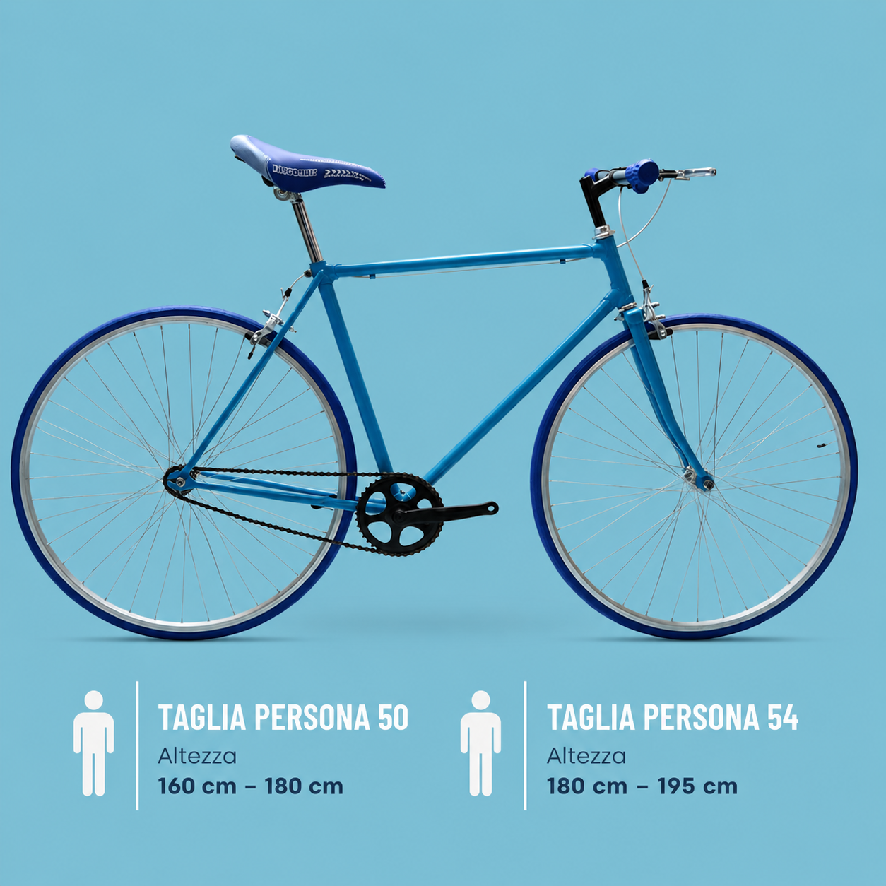 fixed 28 bici scatto fisso celeste blu personalizzabile