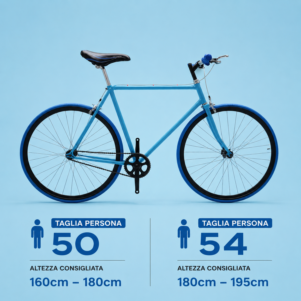 Bici fixed single speed 28 blu personalizzabile