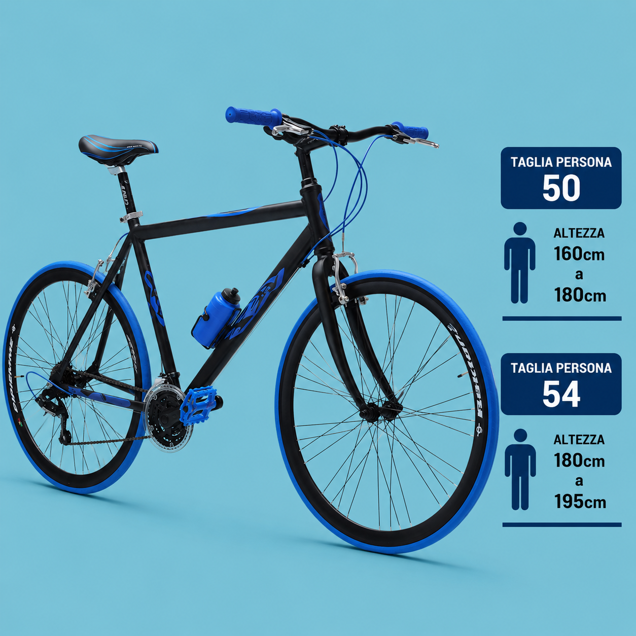 bici 28 corsa blu nero personalizzabile