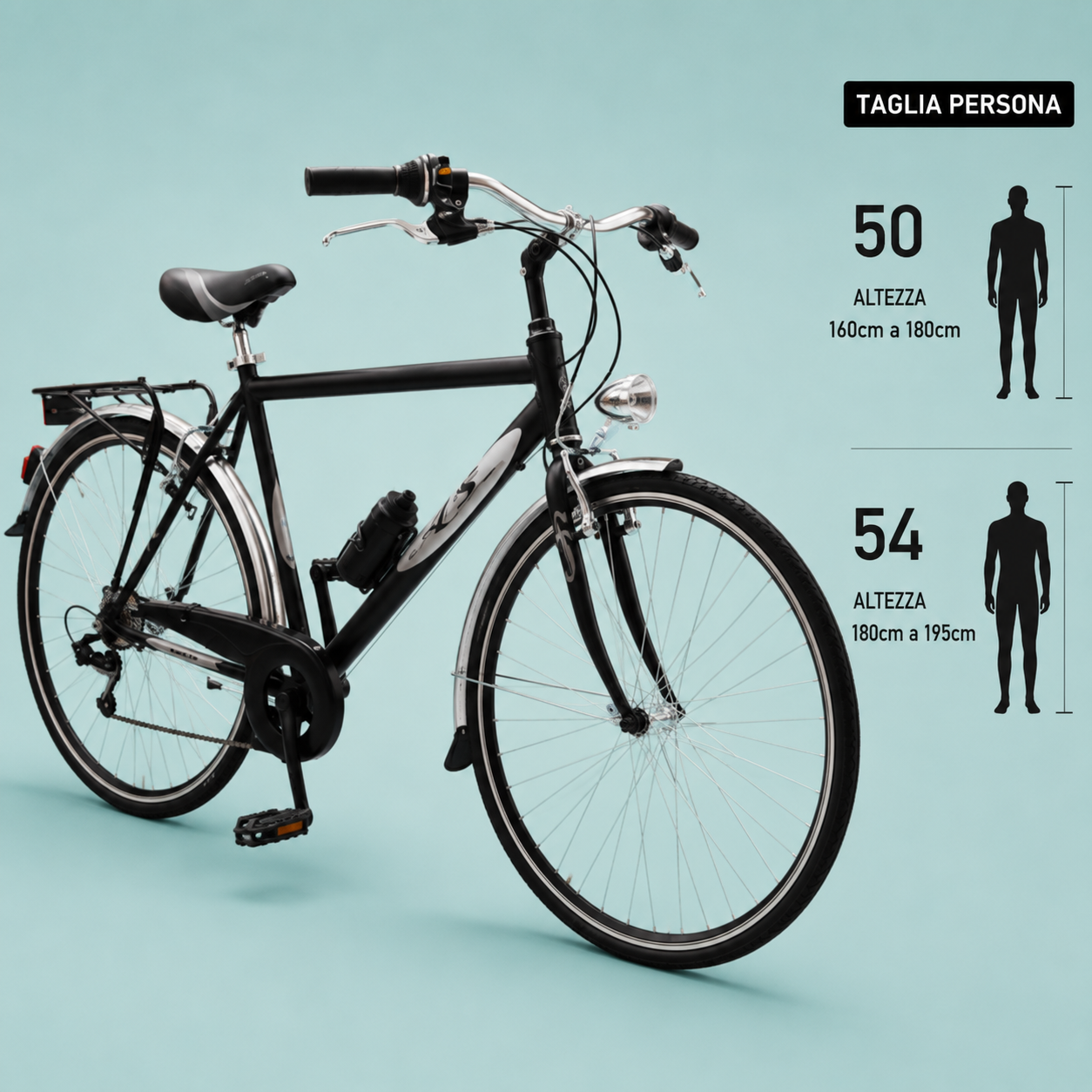 Bici trekking 28 city bike alluminio nero personalizzabile