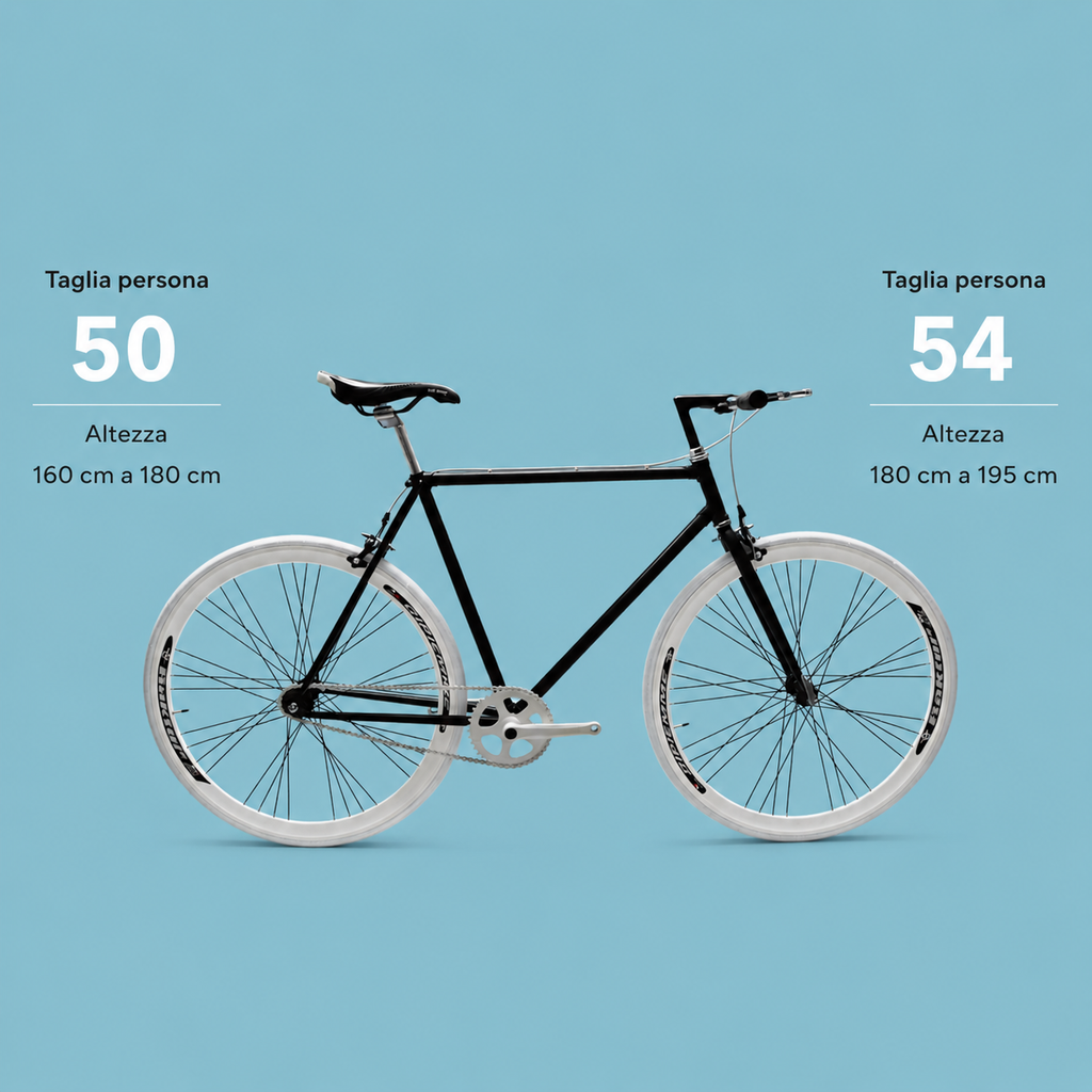 Bici fixed 28 nero bianco single speed personalizzabile