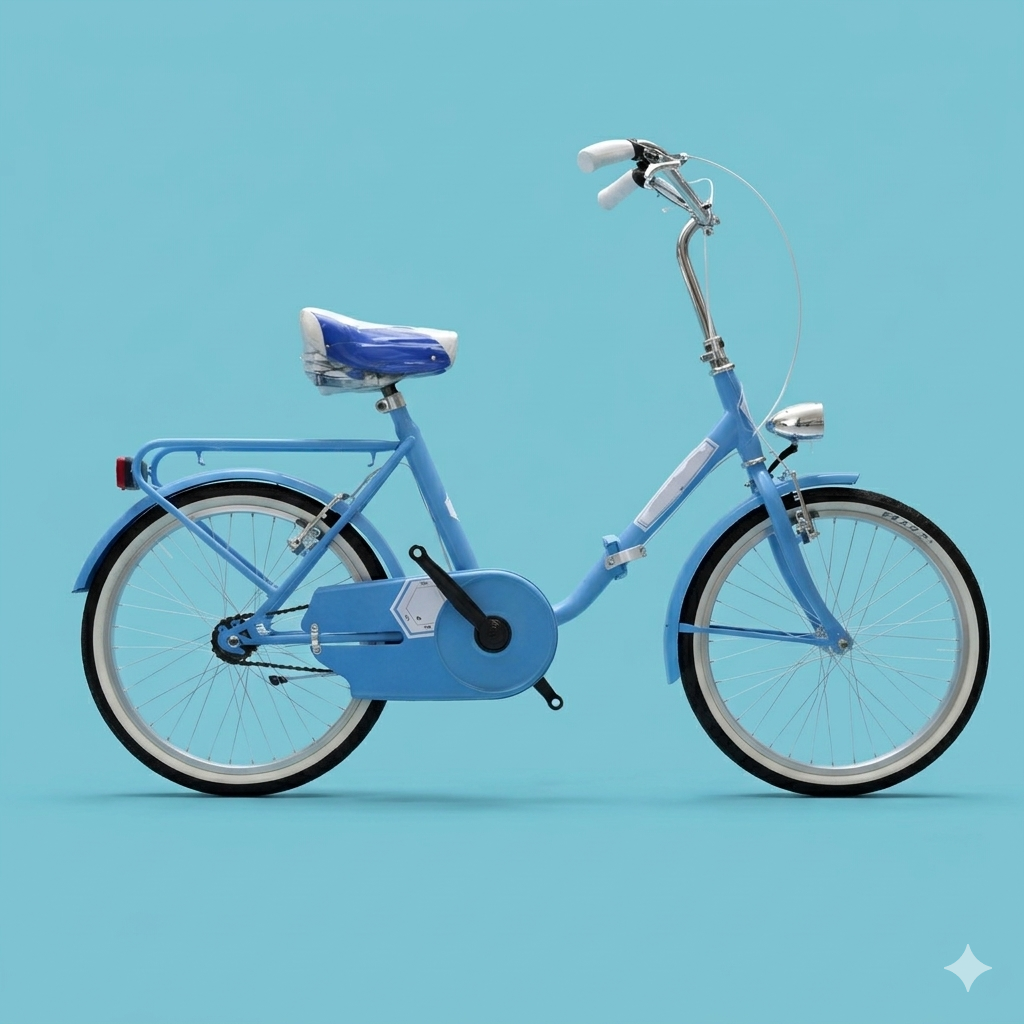 Bici Pieghevole 20" Celeste — Per Mare e Camper, Personalizzabile