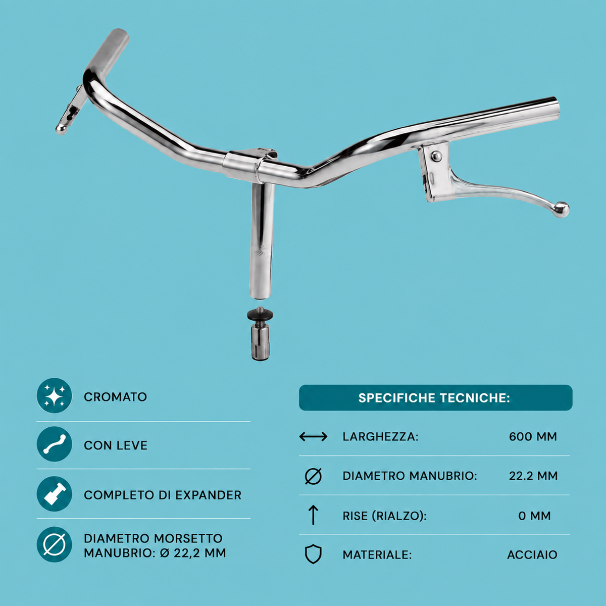 Manubrio Bici Olanda Cruiser Graziella 22,2 mm