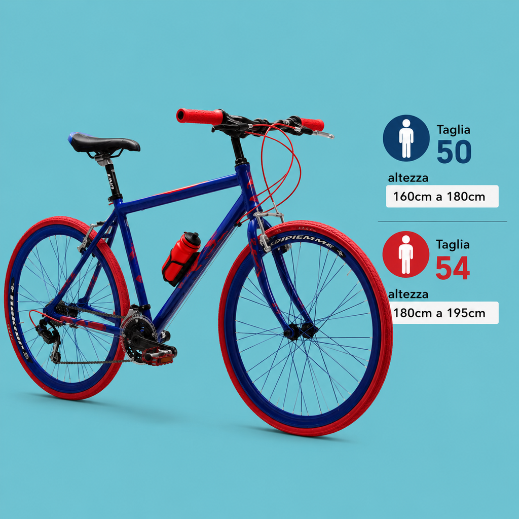Bici ibrida 28 blu rosso personalizzabile
