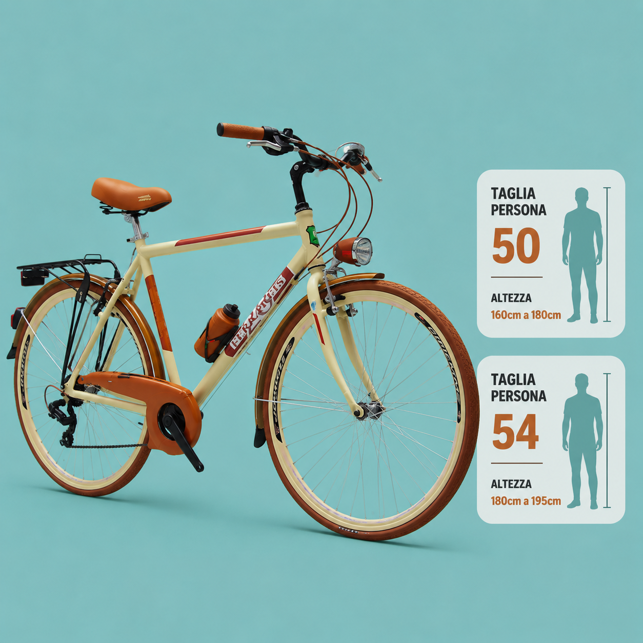 Bici trekking city bike 28 uomo panna shimano in alluminio