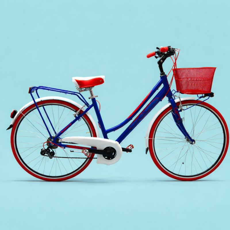 bici 28 donna city bike trekking alluminio shimano personalizzabile blu rosso
