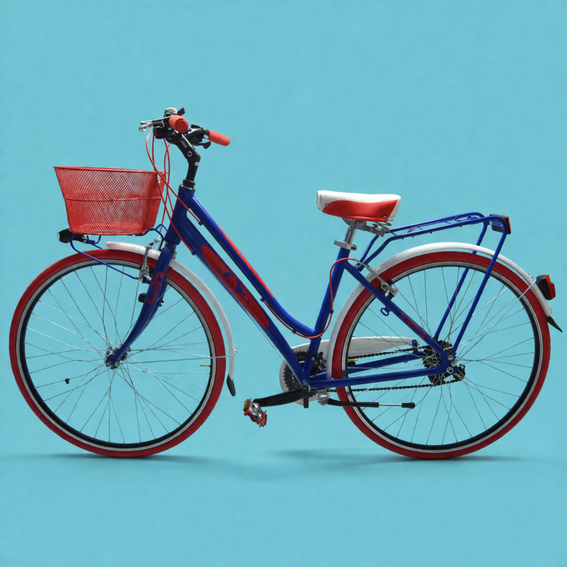 bici 28 donna city bike trekking alluminio shimano personalizzabile blu rosso