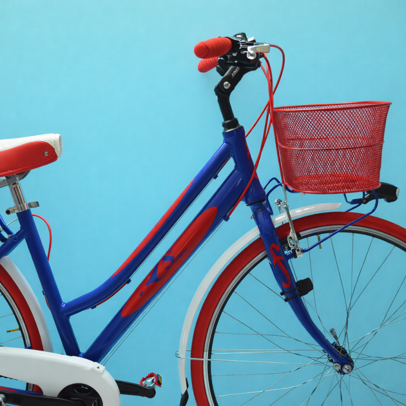 bici 28 donna city bike trekking alluminio shimano personalizzabile blu rosso