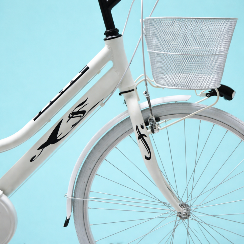 bici 28 donna in alluminio trekking city bike shimano 6v bianca personalizzata