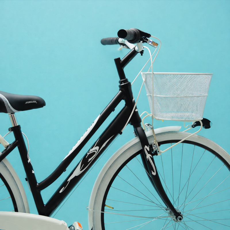 bici 28 donna in alluminio trekking city bike shimano 6v bianca personalizzata