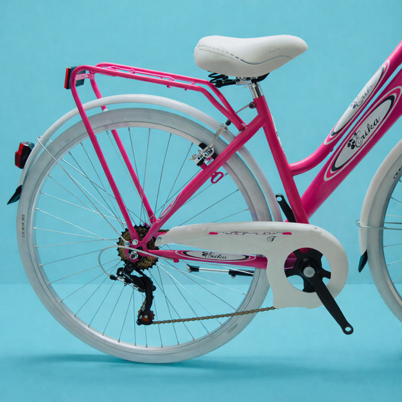 bici 28 donna in alluminio trekking city bike shimano 6v fucsia personalizzato