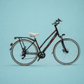 bici 28 donna in alluminio trekking city bike shimano 6v nera e rossa personalizzata