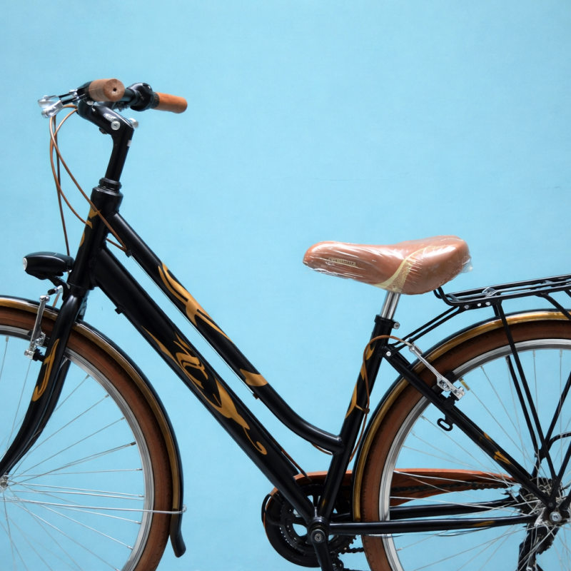bici 28 donna in alluminio trekking city bike shimano 6v nera marrone personalizzata
