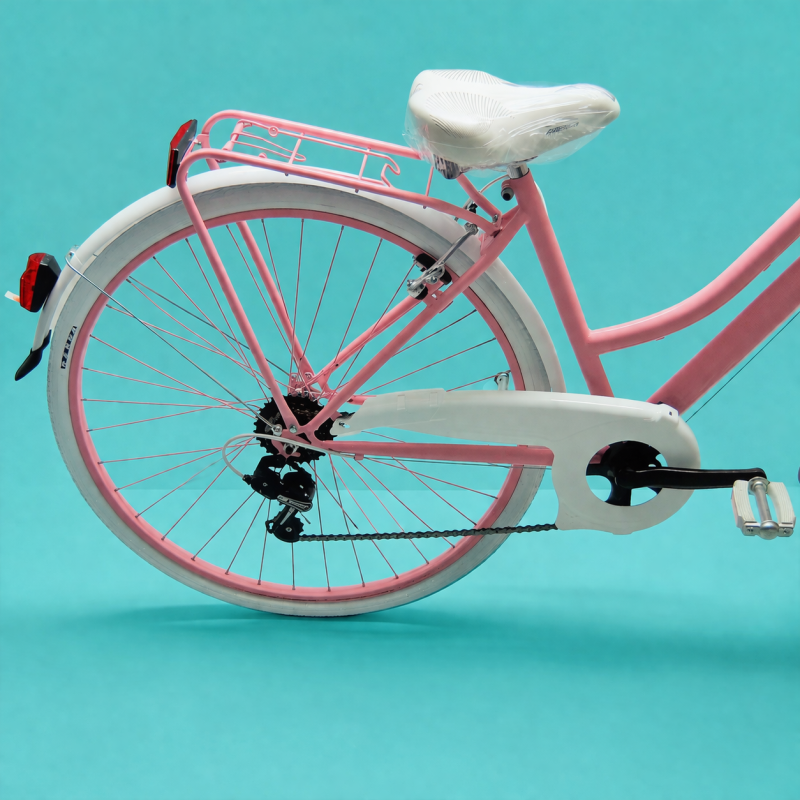 bici 28 donna in alluminio trekking city bike shimano 6v rosa personalizzato