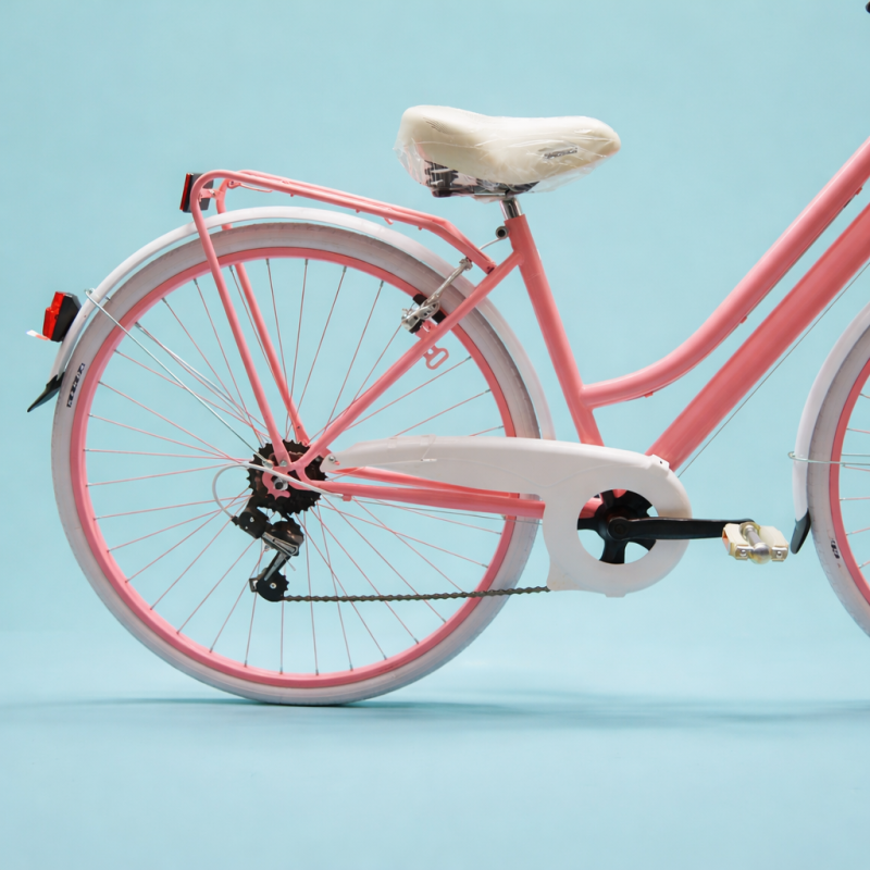 bici 28 donna in alluminio trekking city bike shimano 6v rosa personalizzato