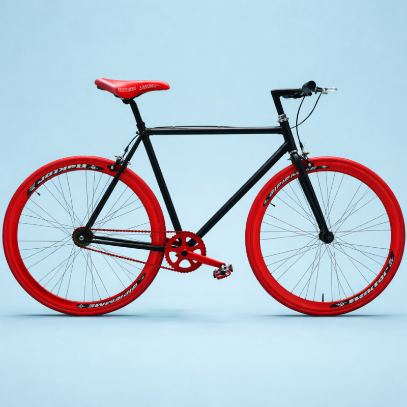 Bici 28 nero rosso single speed personalizzabile