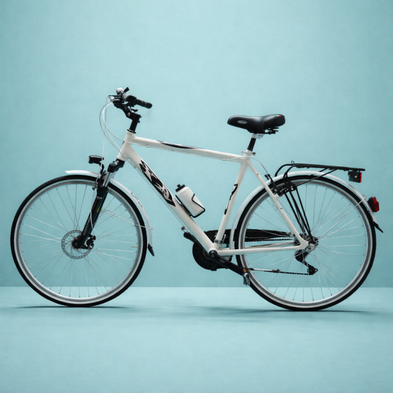 Bici 28 uomo trekking city bike alluminio shimano bianco disco ammortizzata