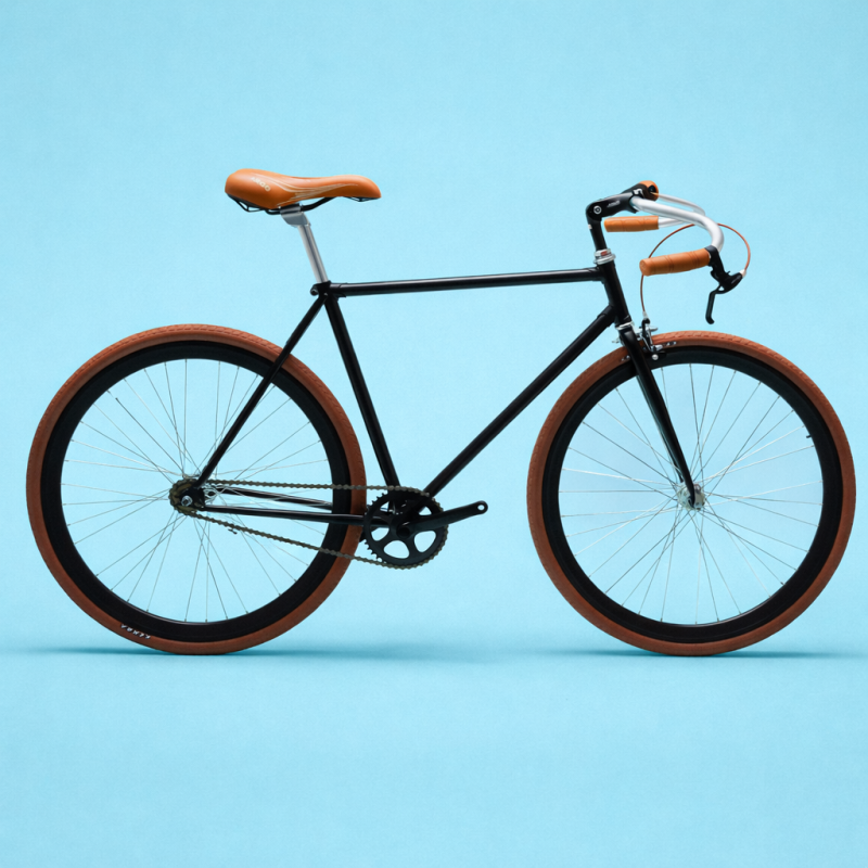 Bici fixed 28 single speed alluminio marrone nero personalizzabile