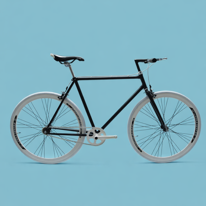 Bici fixed 28 nero bianco single speed personalizzabile