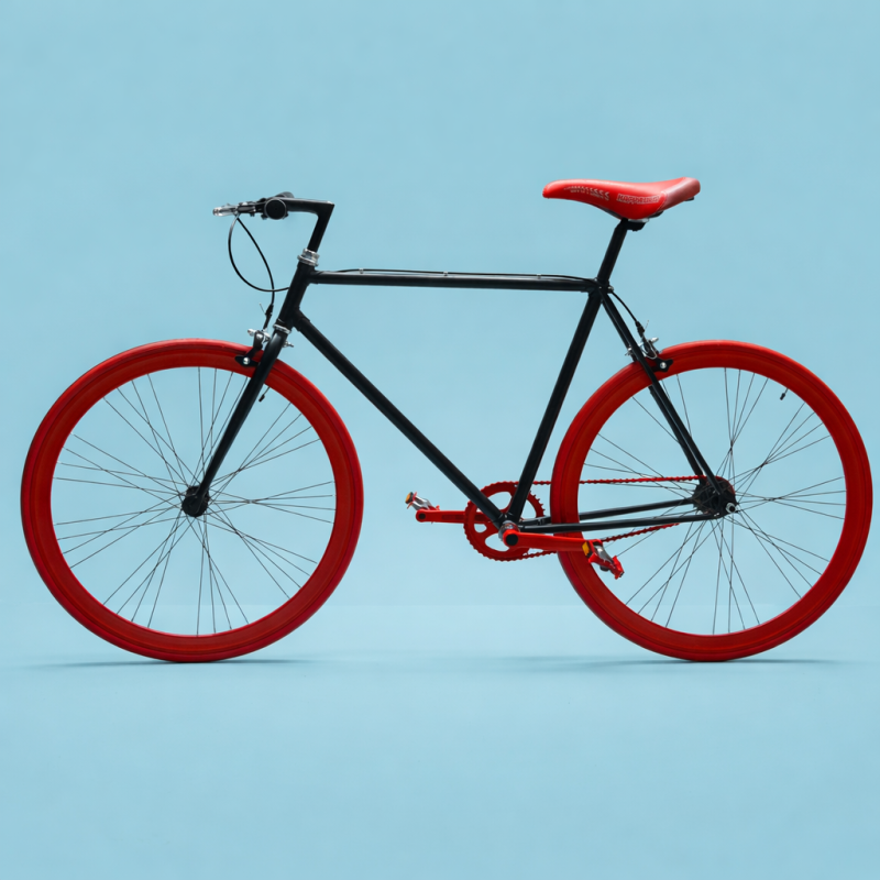 Bici 28 nero rosso single speed personalizzabile