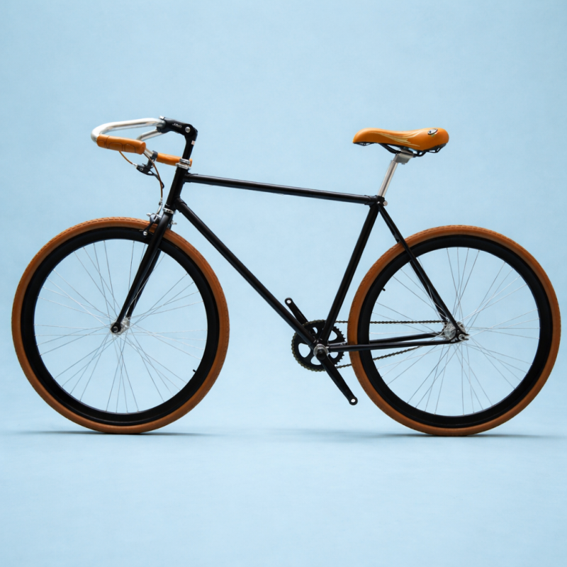 Bici fixed 28 single speed alluminio marrone nero personalizzabile