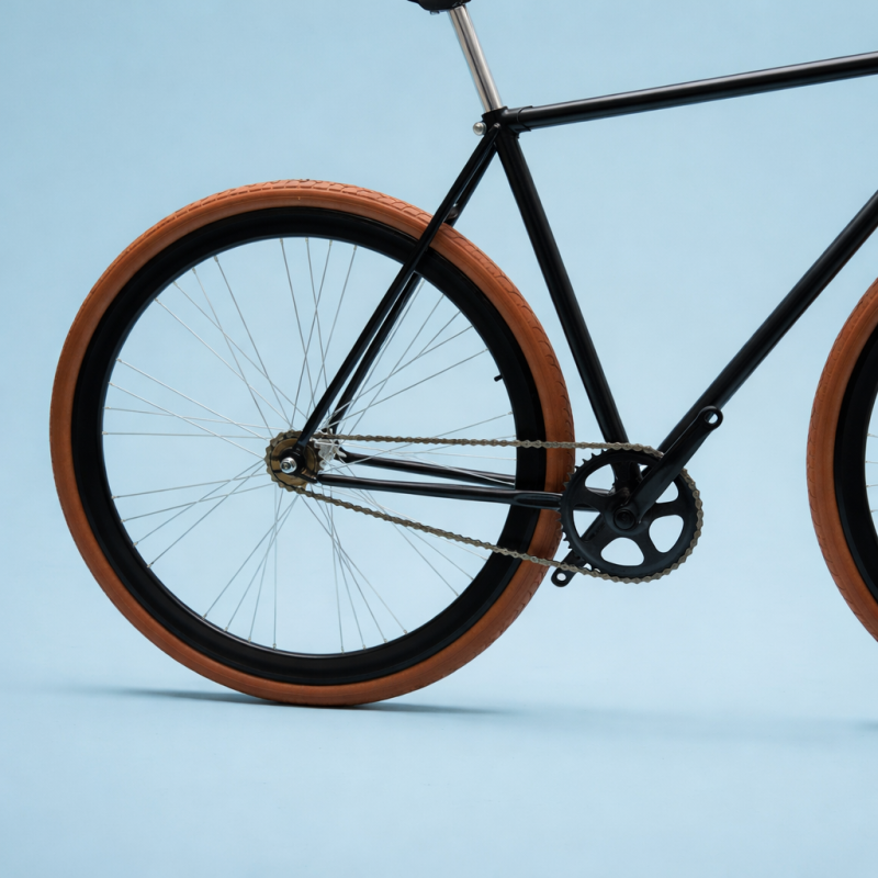 Bici fixed 28 single speed alluminio marrone nero personalizzabile