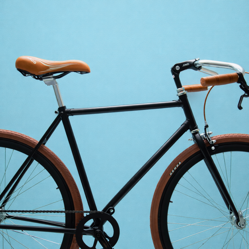 Bici fixed 28 single speed alluminio marrone nero personalizzabile