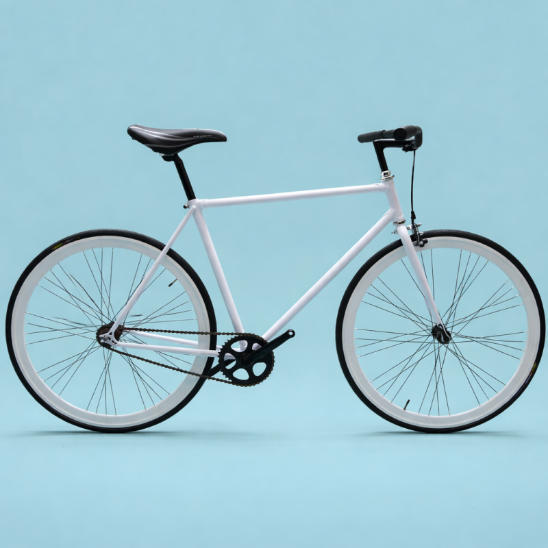 Bici fixed 28 single speed bianco nero personalizzabile