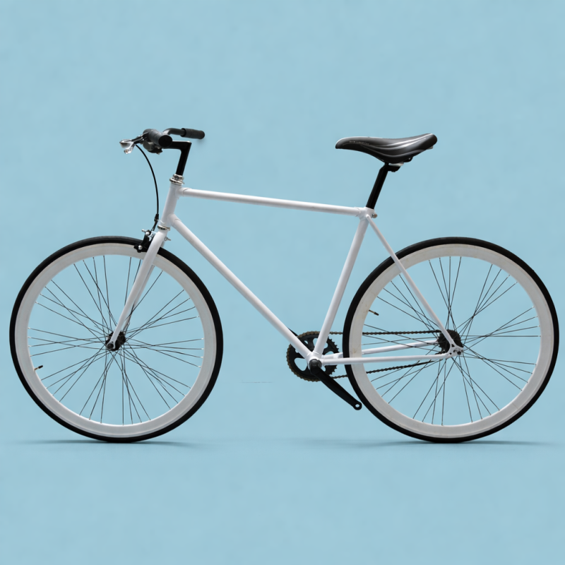 Bici fixed 28 single speed bianco nero personalizzabile