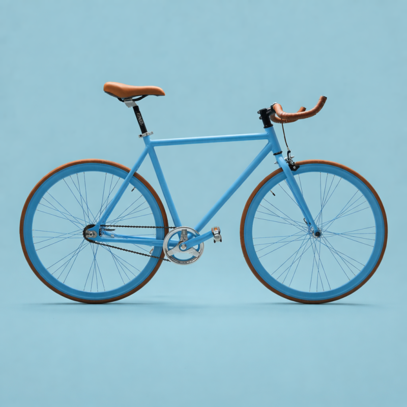 Bici fixed 28 single speed marrone celeste personalizzabile